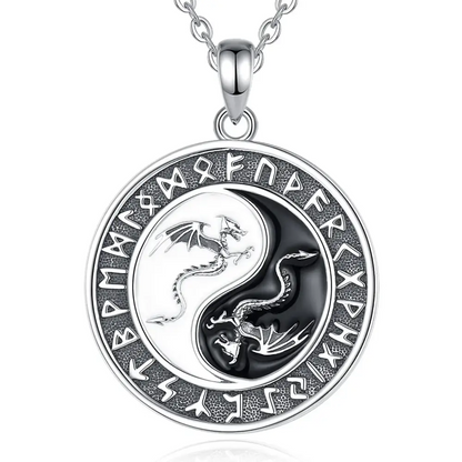 Collier et pendentif Yin-Yang: Dragons Éternels (Argent)