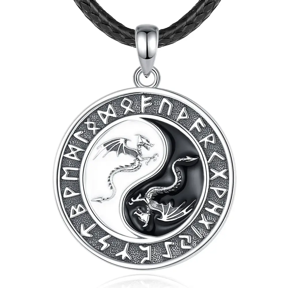 Collier et pendentif Yin-Yang: Dragons Éternels (Argent)