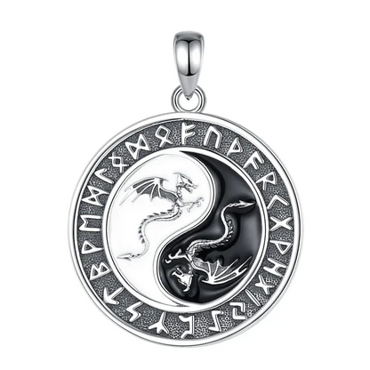 Collier et pendentif Yin-Yang: Dragons Éternels (Argent)