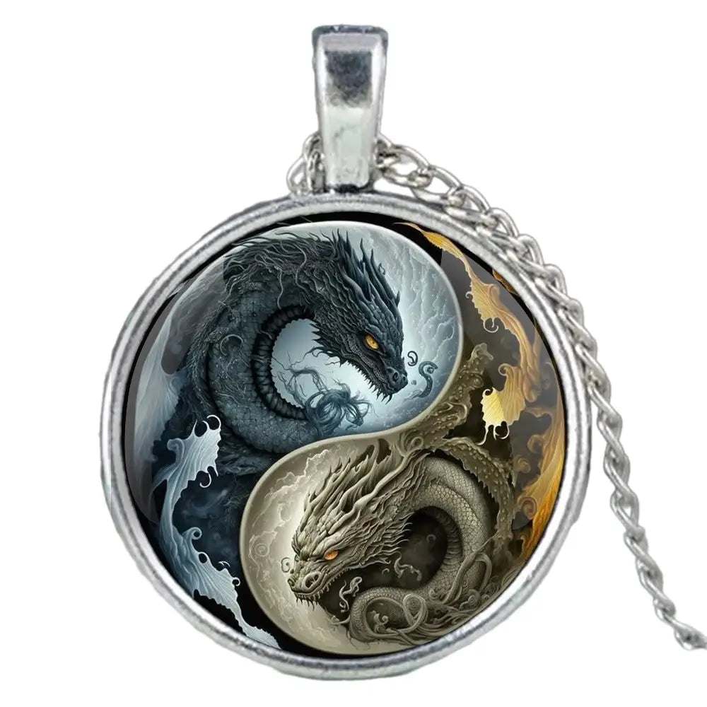 Collier et pendentif Yin-Yang: Dragons de l’Univers