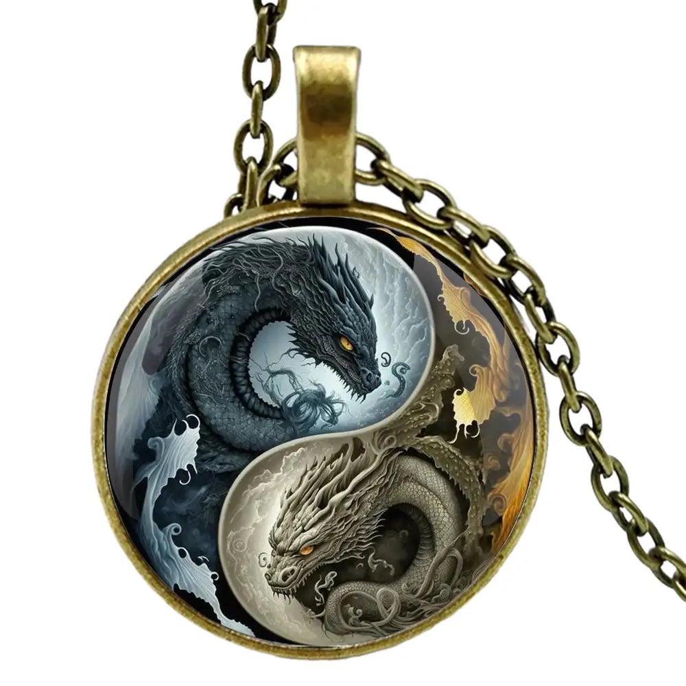 Collier et pendentif Yin-Yang: Dragons de l’Univers