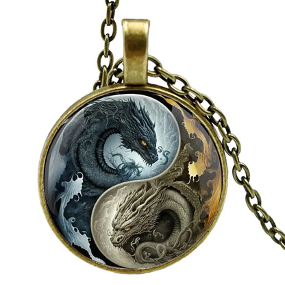 Collier et pendentif Yin-Yang: Dragons de l’Univers