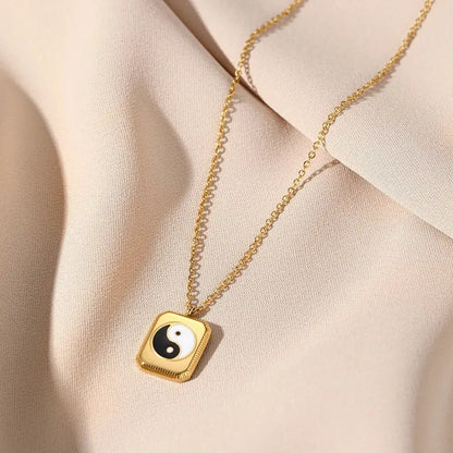 Collier et pendentif Yin-Yang: Éclat Doré (Acier Inoxydable)