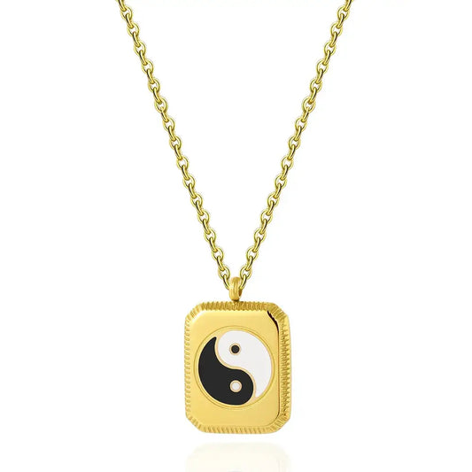 Collier et pendentif Yin-Yang: Éclat Doré (Acier Inoxydable)