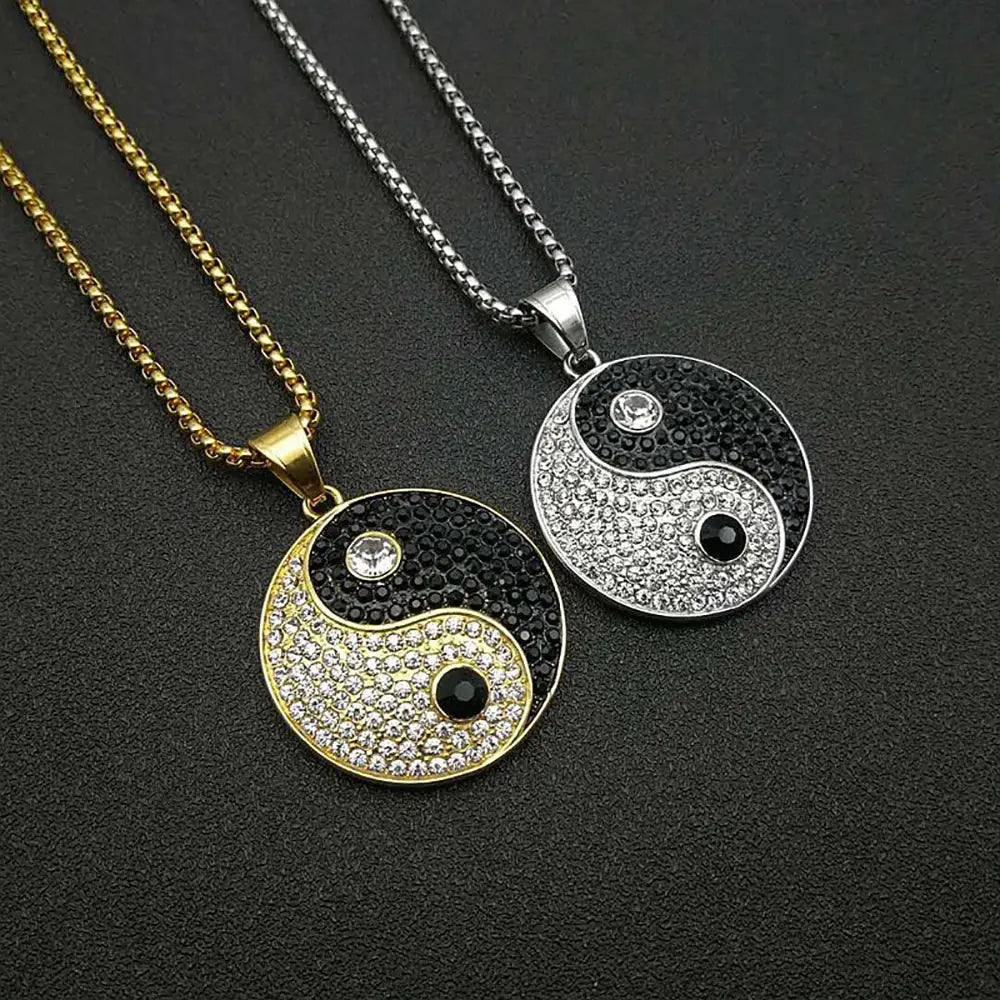 Collier et pendentif Yin-Yang: Éclat Harmonieux (Acier