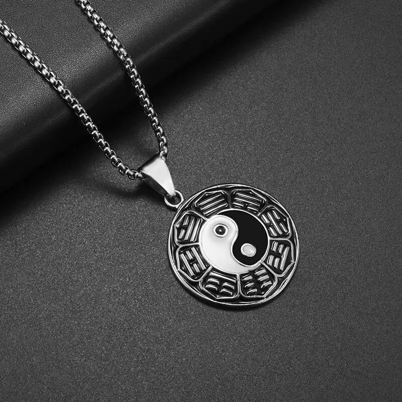 Collier et pendentif Yin-Yang: Énergie Protectrice (Acier