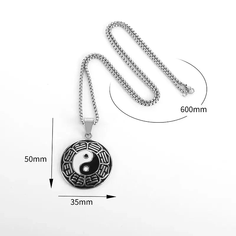 Collier et pendentif Yin-Yang: Énergie Protectrice (Acier