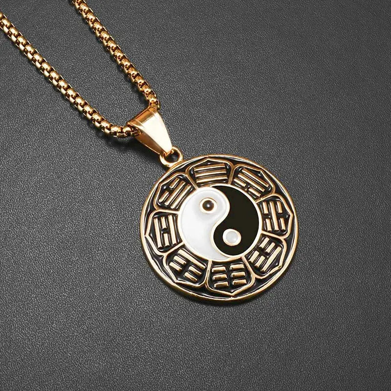 Collier et pendentif Yin-Yang: Énergie Protectrice (Acier