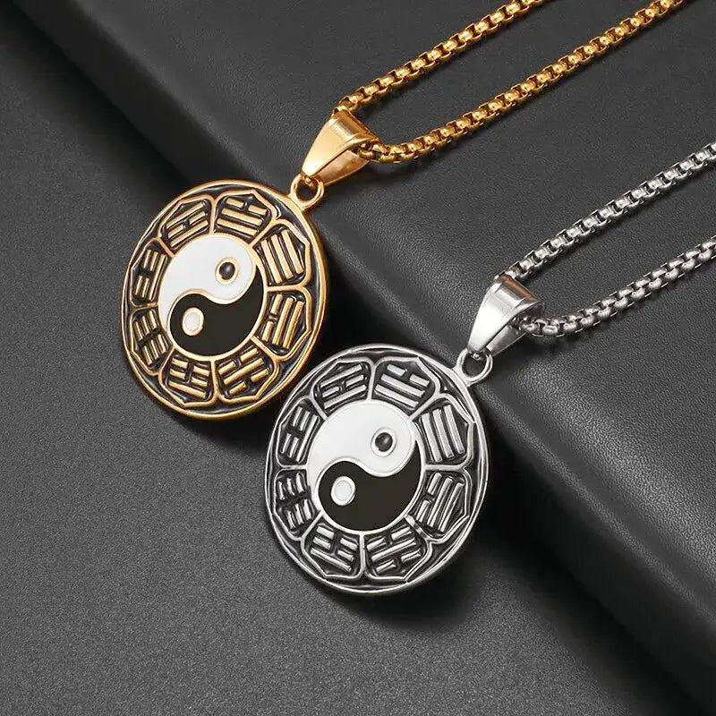 Collier et pendentif Yin-Yang: Énergie Protectrice (Acier