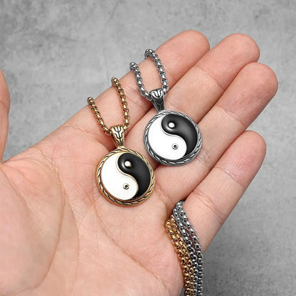 Collier et pendentif Yin-Yang: Équilibre du Tai Chi (Acier