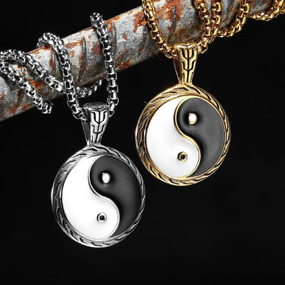 Collier et pendentif Yin-Yang: Équilibre du Tai Chi (Acier