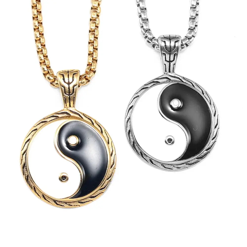 Collier et pendentif Yin-Yang: Équilibre du Tai Chi (Acier