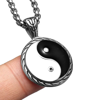 Collier et pendentif Yin-Yang: Équilibre du Tai Chi (Acier