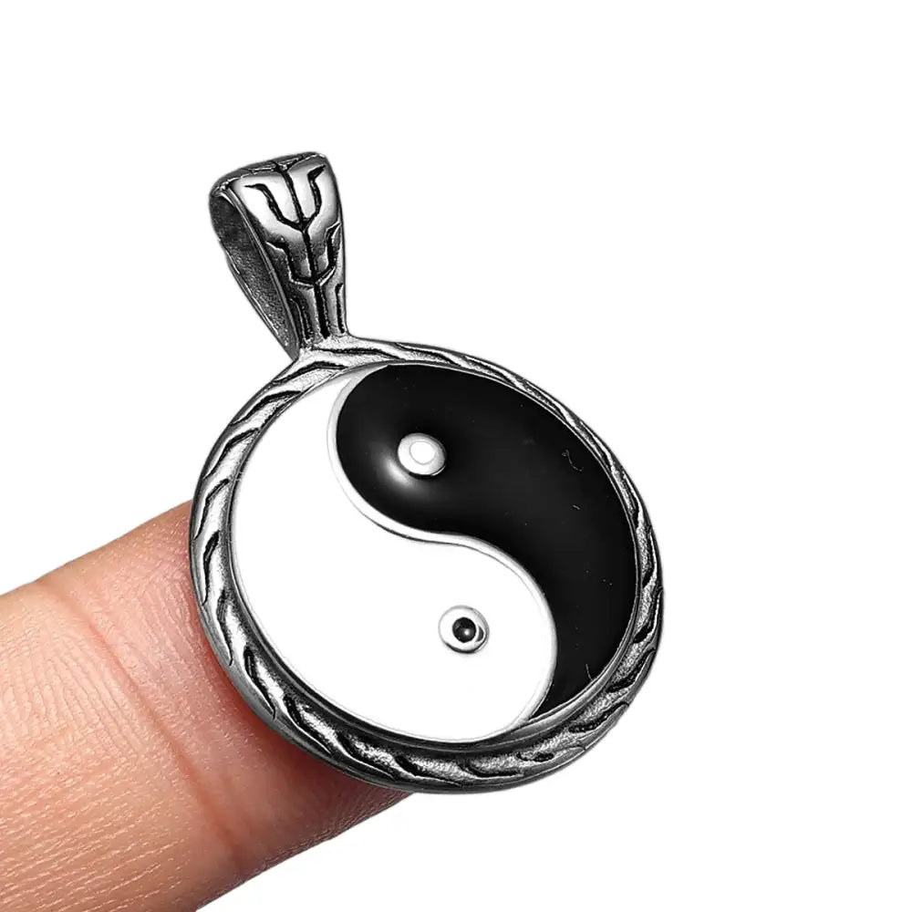 Collier et pendentif Yin-Yang: Équilibre du Tai Chi (Acier