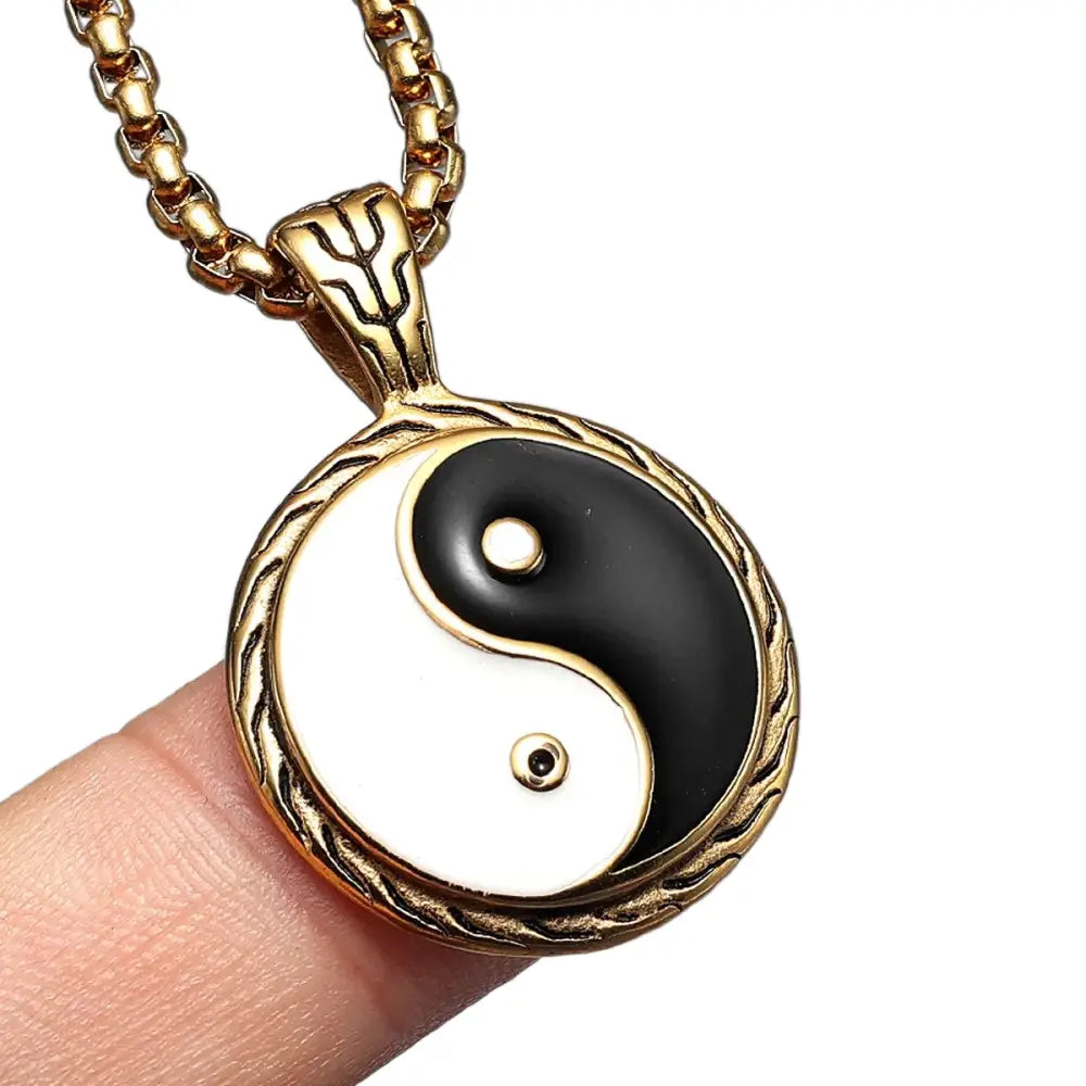 Collier et pendentif Yin-Yang: Équilibre du Tai Chi (Acier