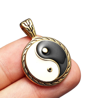 Collier et pendentif Yin-Yang: Équilibre du Tai Chi (Acier