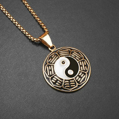 Collier et pendentif Yin-Yang: Équilibre Ultime (Acier