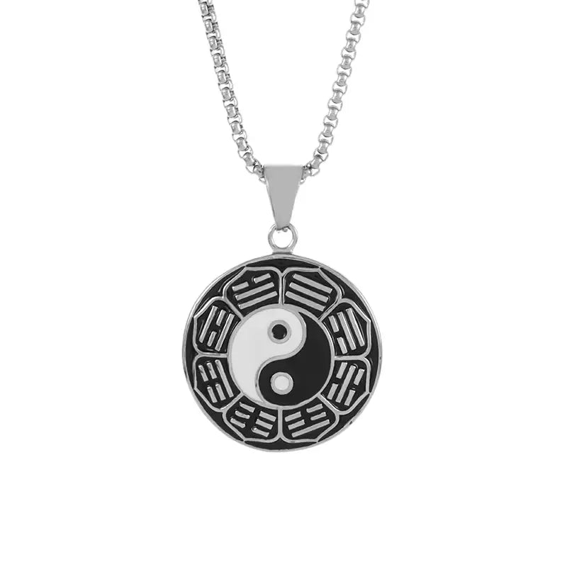 Collier et pendentif Yin-Yang: Équilibre Ultime (Acier