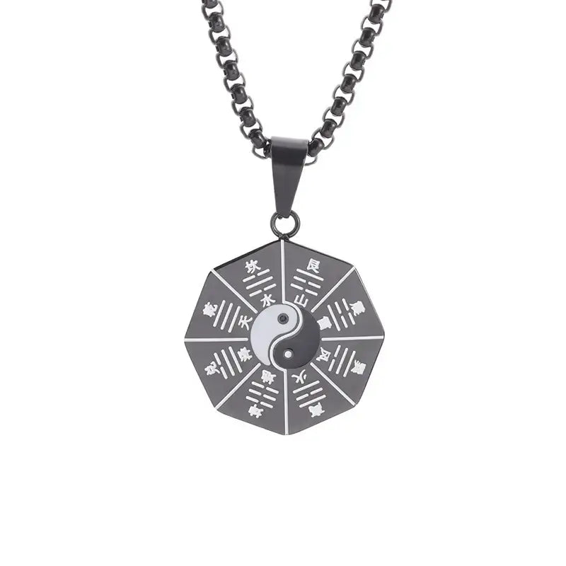 Collier et pendentif Yin-Yang: Équilibre Universel (Acier