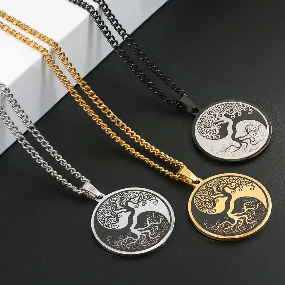 Collier et pendentif Yin-Yang: Éveil de l’Arbre Vie