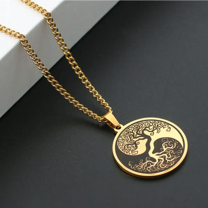 Collier et pendentif Yin-Yang: Éveil de l’Arbre Vie