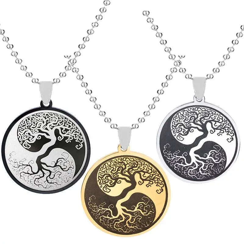 Collier et pendentif Yin-Yang: Éveil de l’Arbre Vie