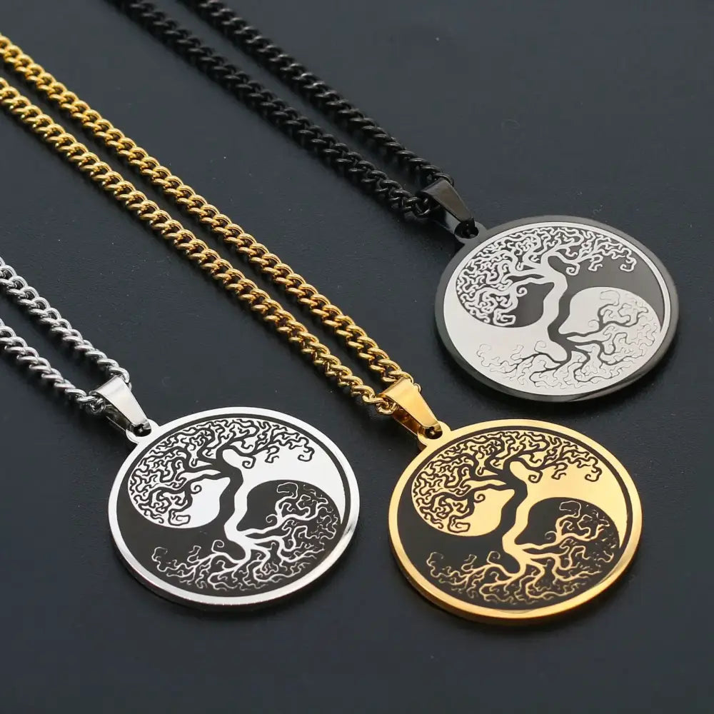 Collier et pendentif Yin-Yang: Éveil de l’Arbre Vie