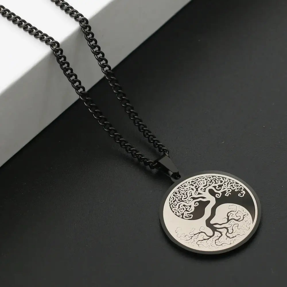 Collier et pendentif Yin-Yang: Éveil de l’Arbre Vie