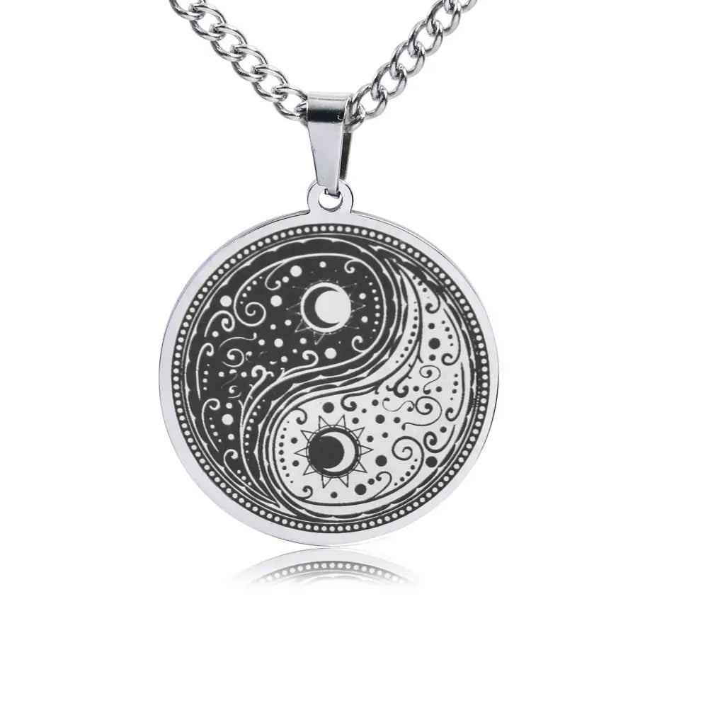 Collier et pendentif Yin-Yang: Harmonie Astrale (Acier