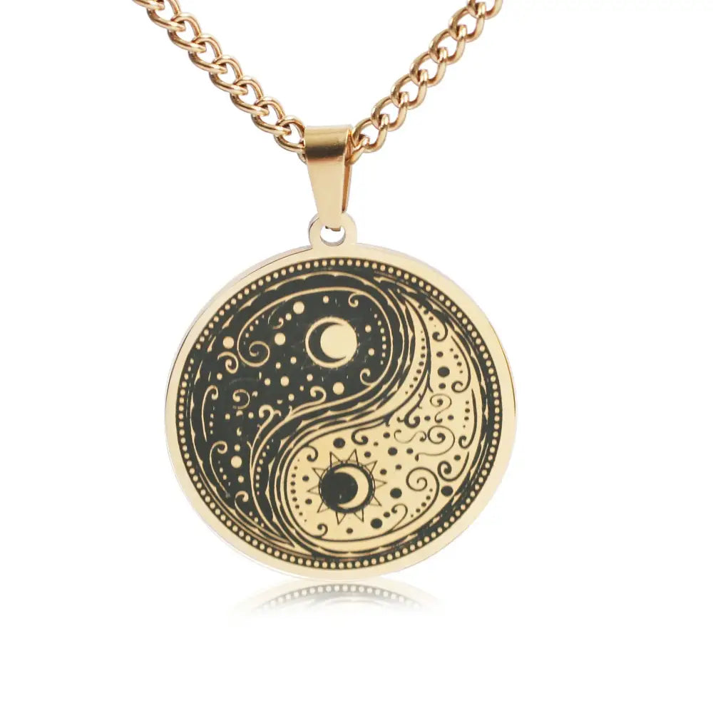 Collier et pendentif Yin-Yang: Harmonie Astrale (Acier