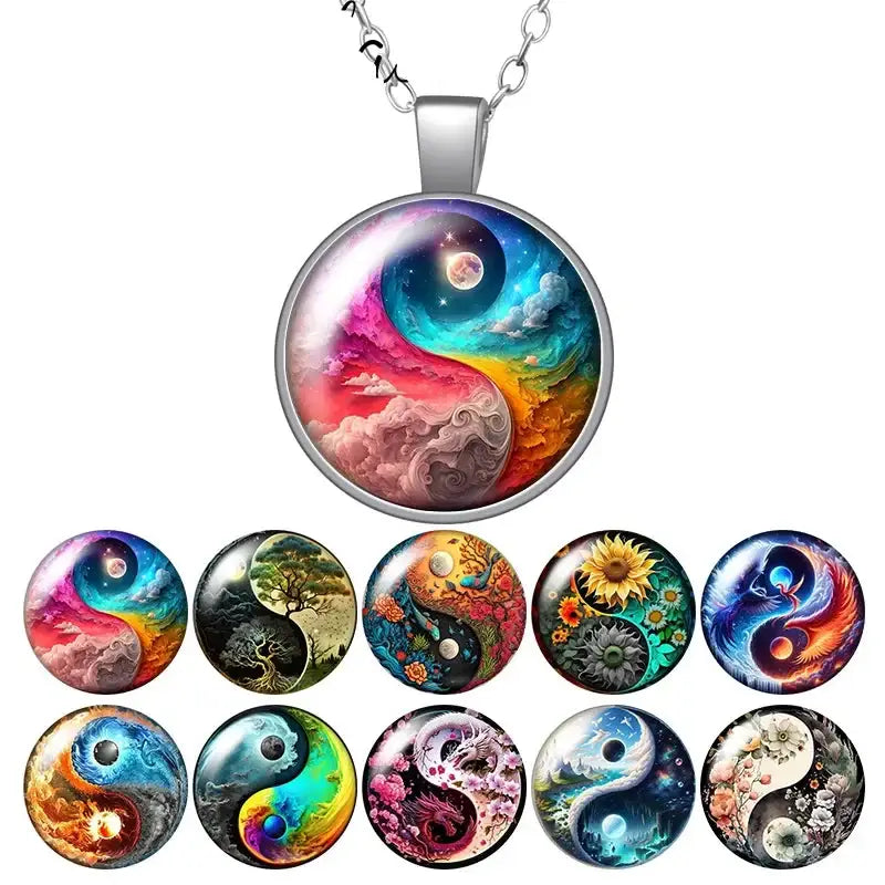 Collier et pendentif Yin-Yang: Harmonie Cosmique (Acier)