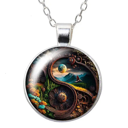 Collier et pendentif Yin-Yang: Harmonie Cosmique (Acier)