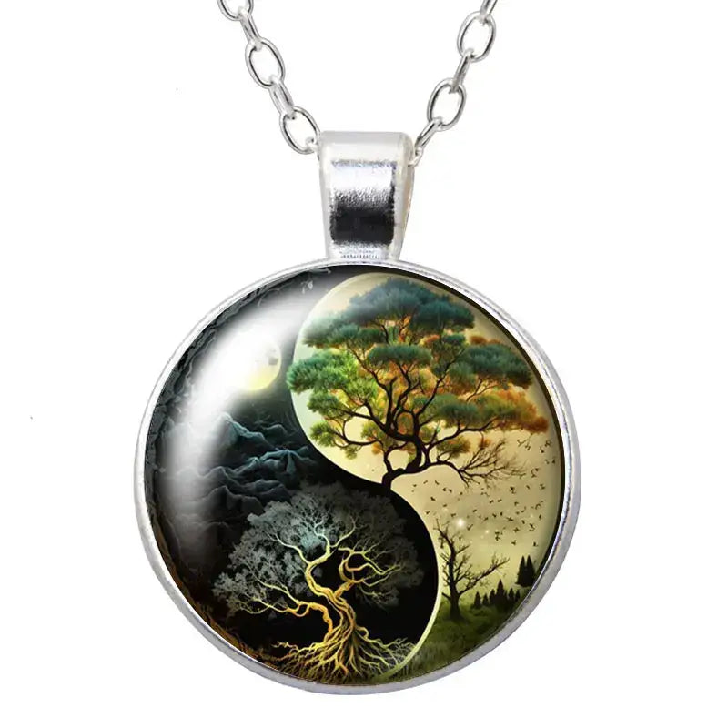 Collier et pendentif Yin-Yang: Harmonie Cosmique (Acier)