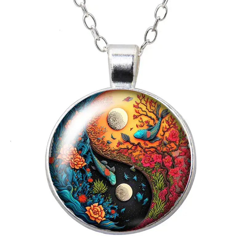 Collier et pendentif Yin-Yang: Harmonie Cosmique (Acier)