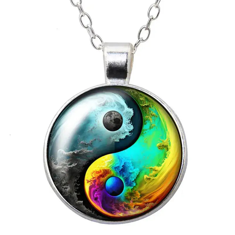 Collier et pendentif Yin-Yang: Harmonie Cosmique (Acier)