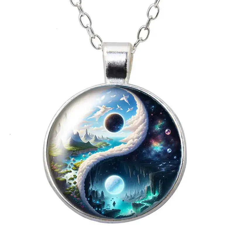 Collier et pendentif Yin-Yang: Harmonie Cosmique (Acier)