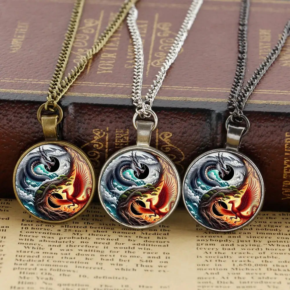 Collier et pendentif Yin-Yang: Harmonie des Dragons Phoenix