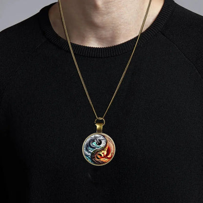 Collier et pendentif Yin-Yang: Harmonie des Dragons Phoenix