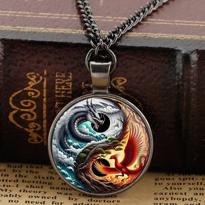 Collier et pendentif Yin-Yang: Harmonie des Dragons Phoenix