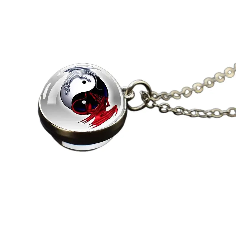 Collier et pendentif Yin-Yang: Harmonie Éternelle (Acier)