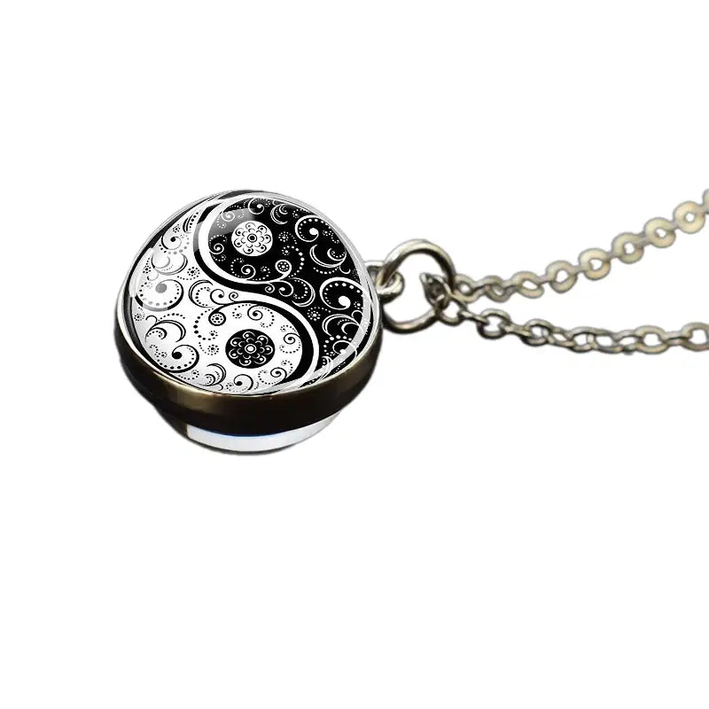 Collier et pendentif Yin-Yang: Harmonie Éternelle (Acier)