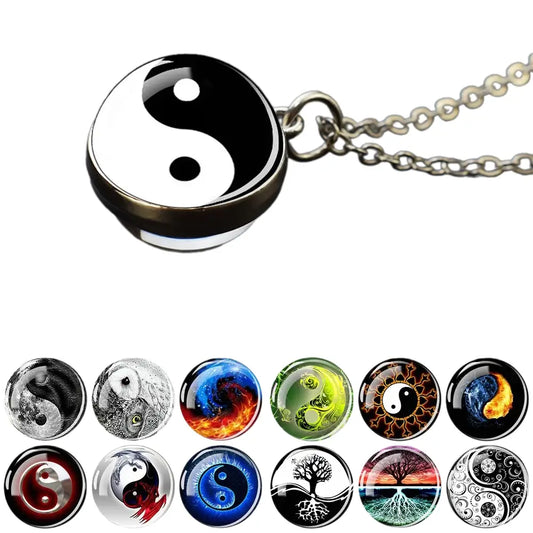 Collier et pendentif Yin-Yang: Harmonie Éternelle (Acier)