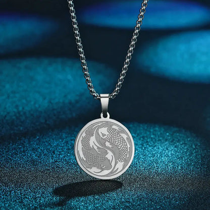 Collier et pendentif Yin-Yang: Harmonie Koi (Acier