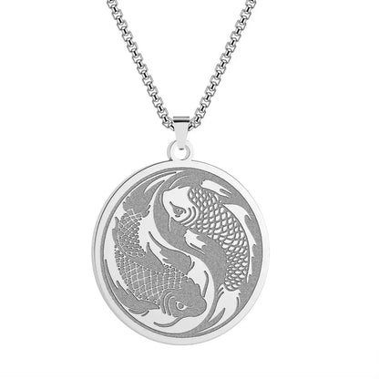 Collier et pendentif Yin-Yang: Harmonie Koi (Acier