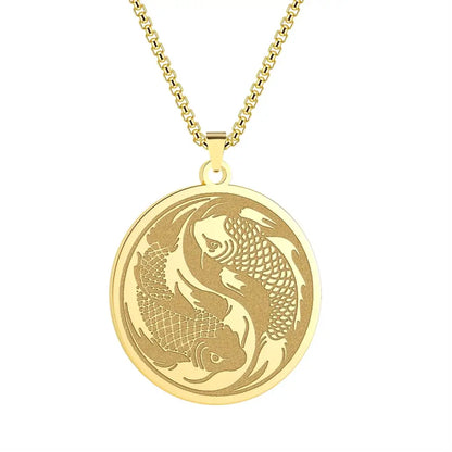 Collier et pendentif Yin-Yang: Harmonie Koi (Acier