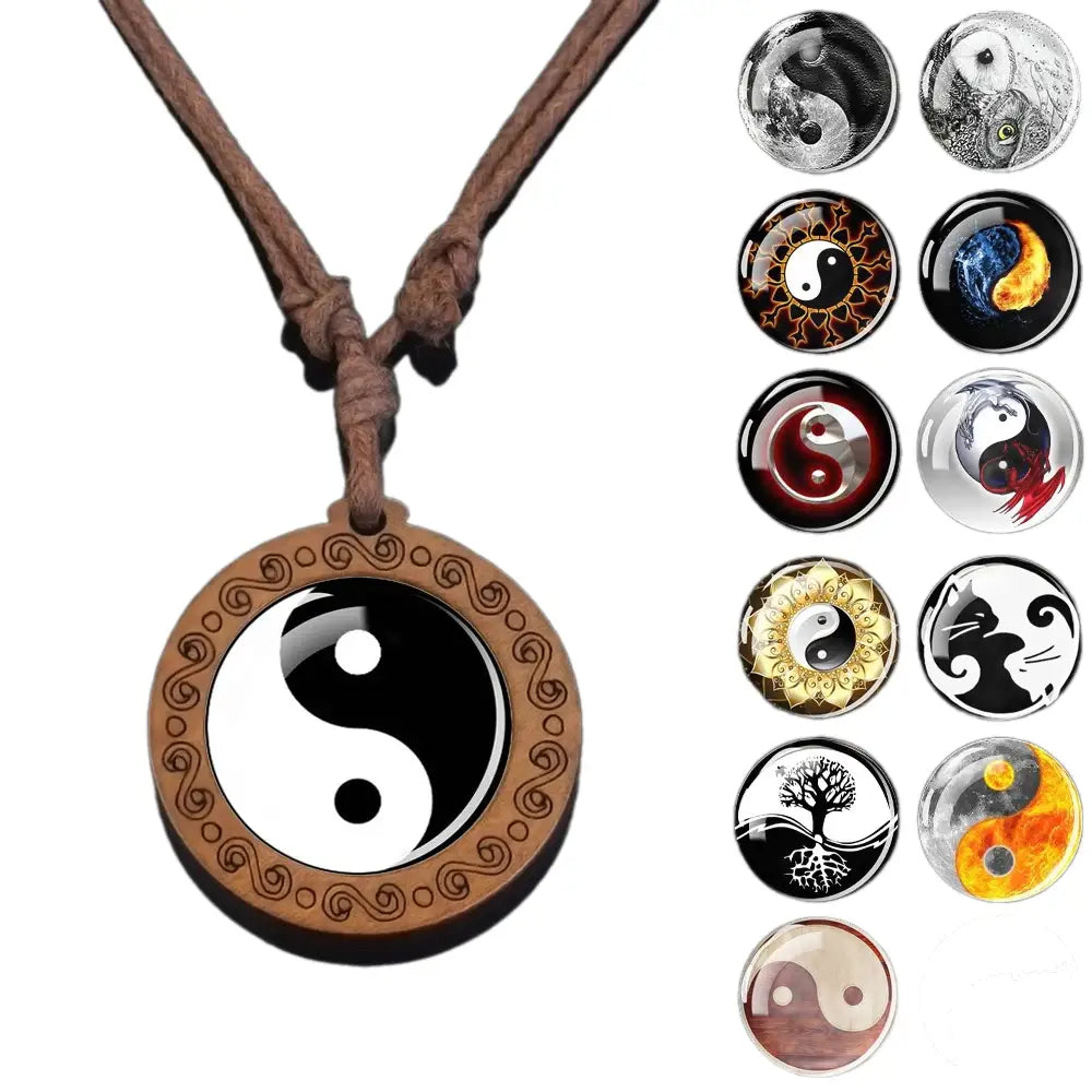 Collier et pendentif Yin-Yang: Harmonie Naturelle (Bois