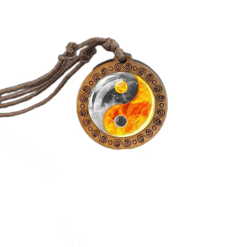 Collier et pendentif Yin-Yang: Harmonie Naturelle (Bois