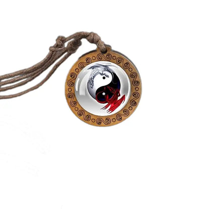 Collier et pendentif Yin-Yang: Harmonie Naturelle (Bois