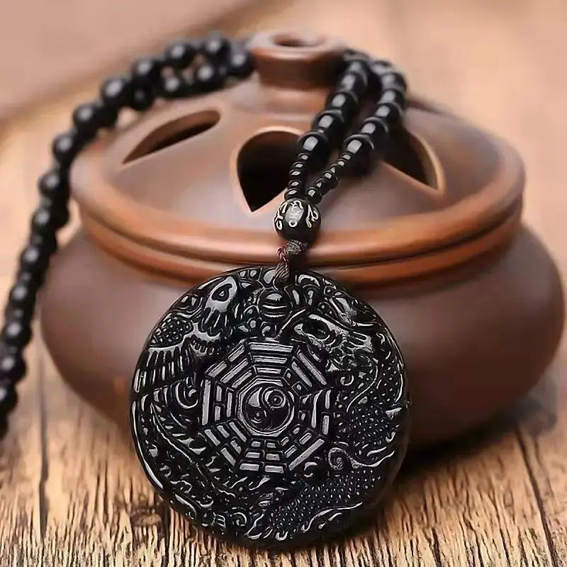 Collier et pendentif Yin-Yang: Harmonie Obsidienne