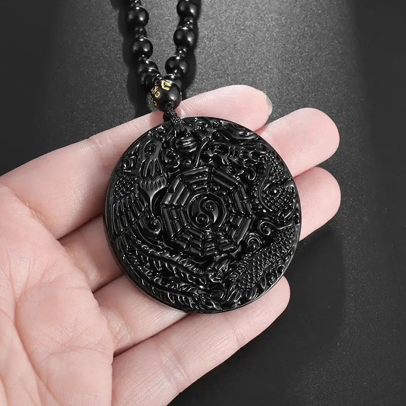 Collier et pendentif Yin-Yang: Harmonie Obsidienne